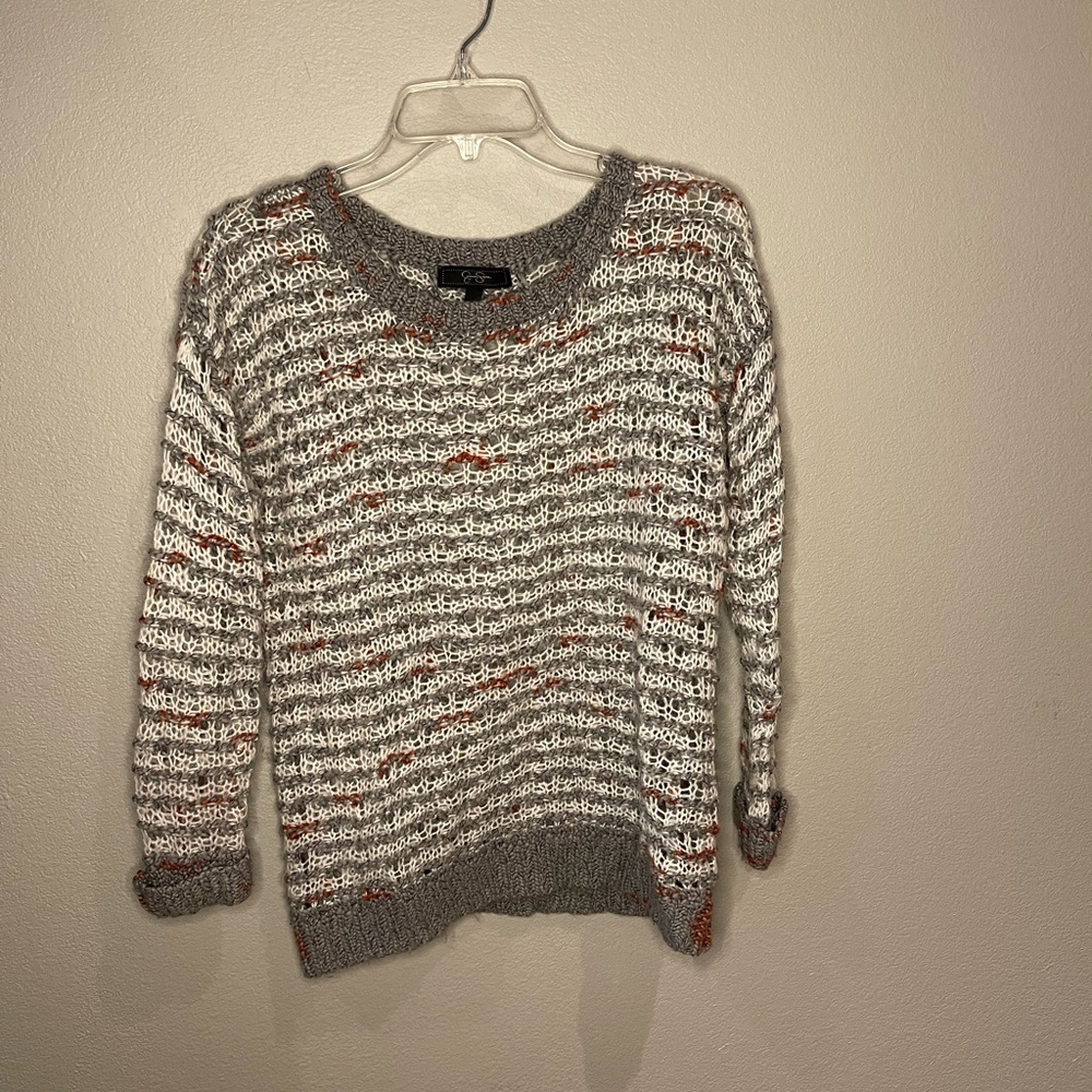 Jessica Simpson size xs sweater Gray, white, red